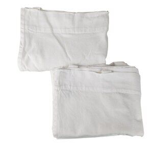 Pair of Pottery Barn White Cotton Woven Canvas Curtains 49.5"x77" Classic